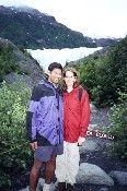 Sharon and Neelan in front of a glacier in Alaska - August 1999